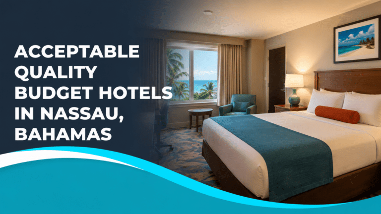 Acceptable quality budget hotel room in Nassau, Bahamas with tropical ocean view.