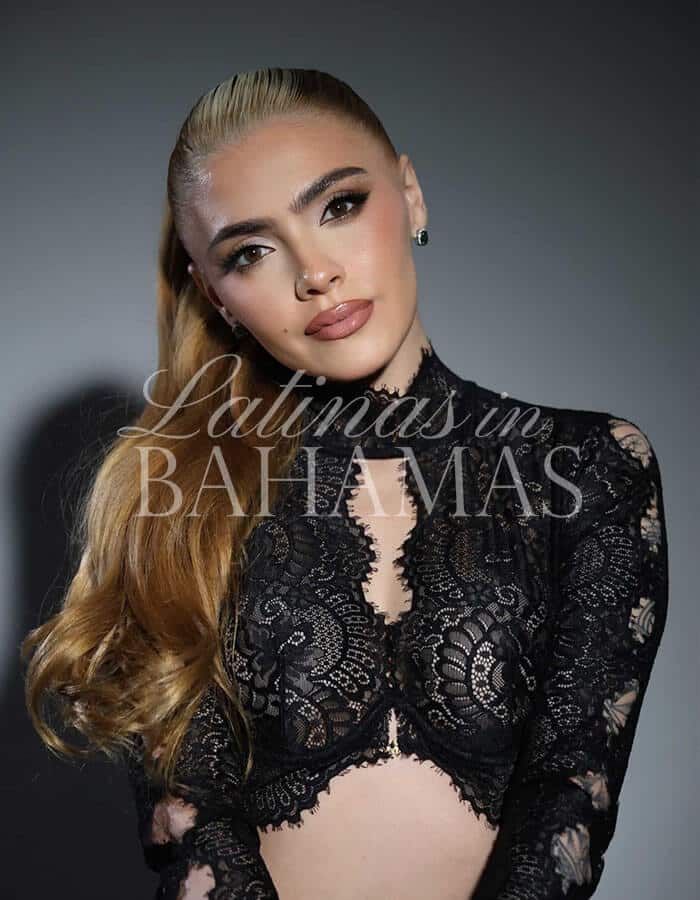 beautiful Colombian companion with blonde hair, brown eyes, and a captivating seductive expression